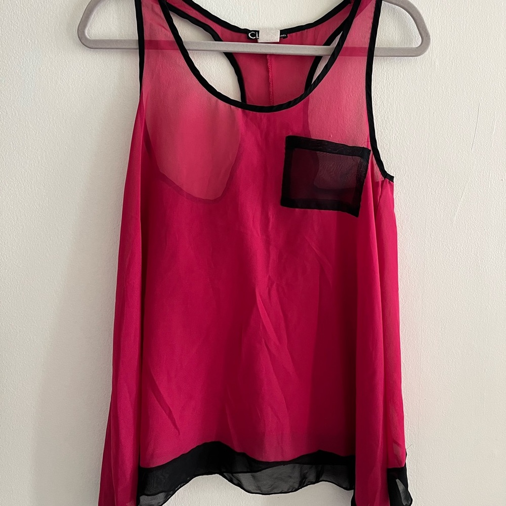 Sheer Asymmetric Pink Tank